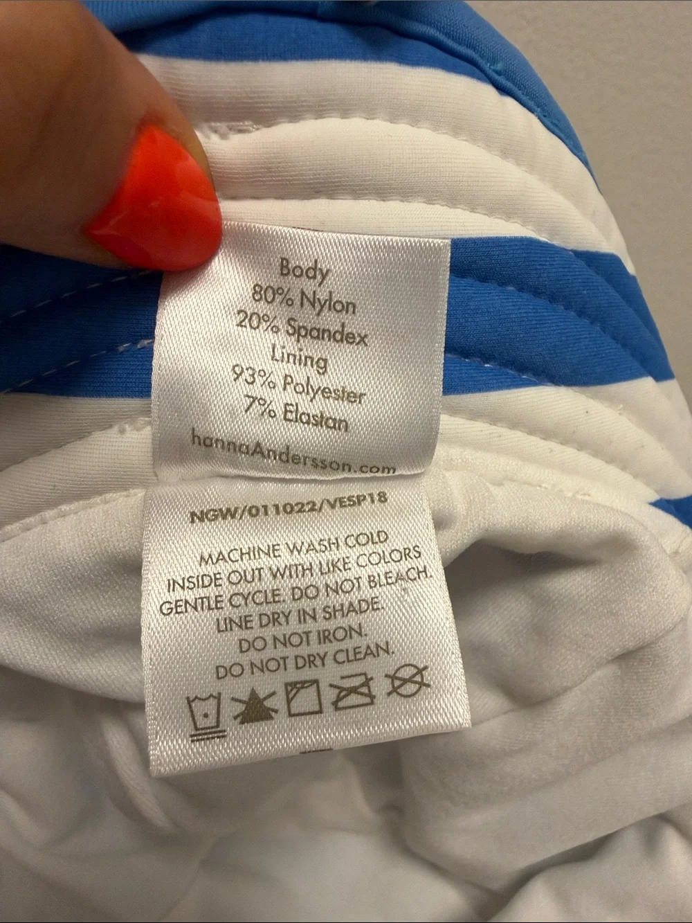 Hanna Andersson XXS Blue White Striped Swim Sun Hat Bucket Chin Strap Beach